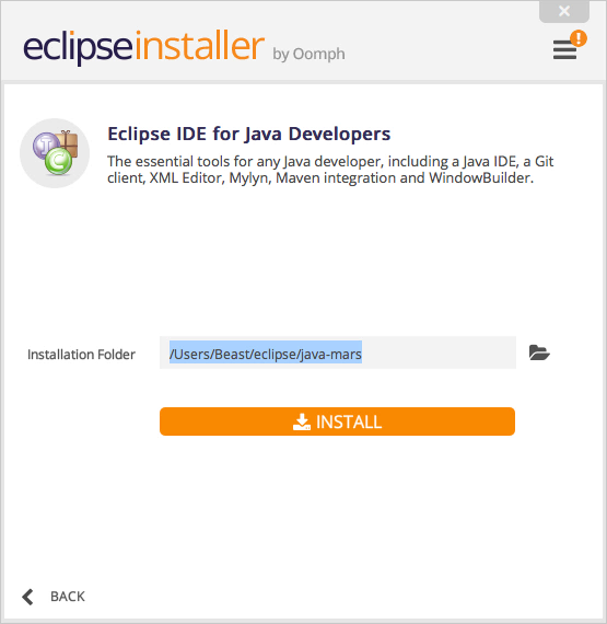 Eclipse Installer install location