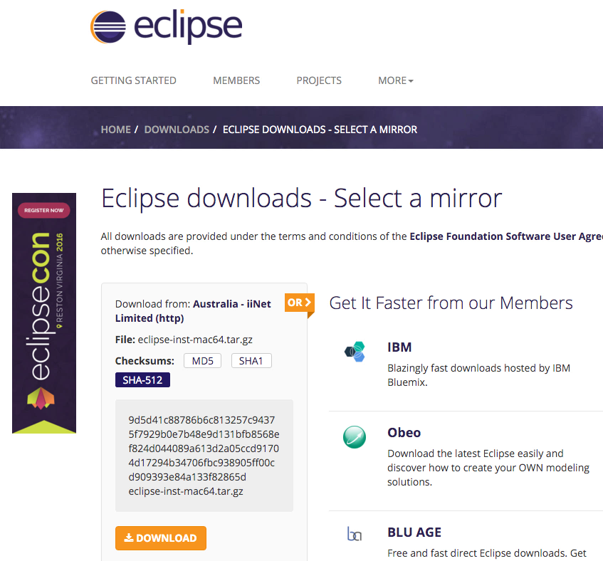 Eclipse checksums