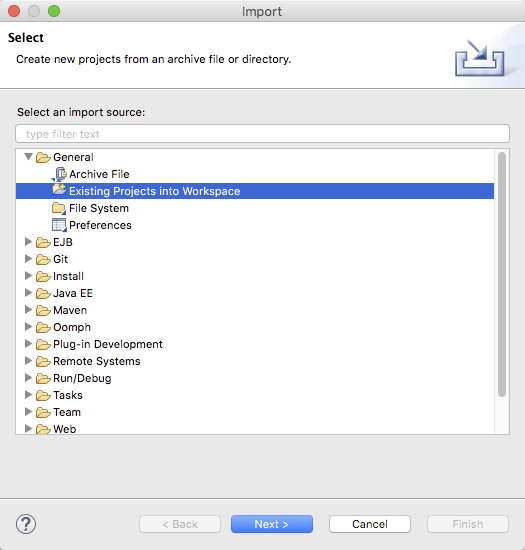 General -> Existing Projects