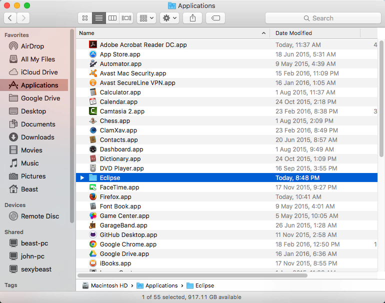 Applications - Eclipse folder
